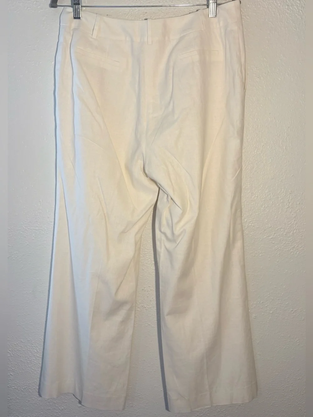 Calvin Klein Linen Blend Preppy Pleated Cream Pants Women's Size 10 - Picture 3 of 6